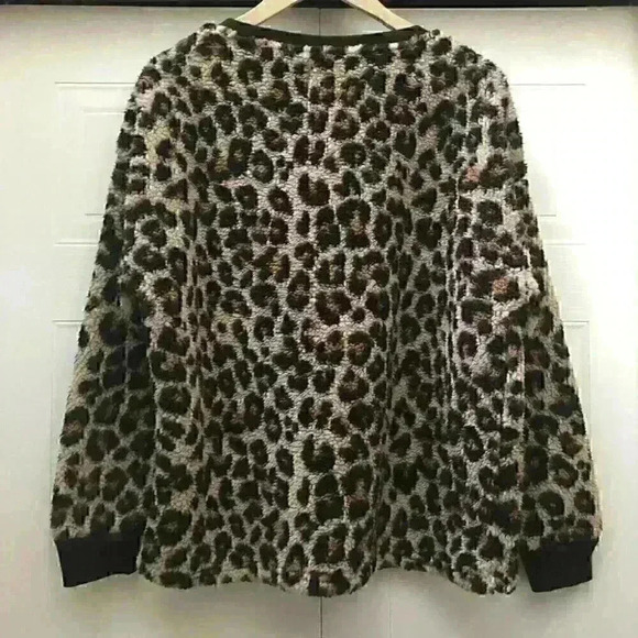 PJ Couture Animal Print Lounge  Pajama Top Soft Fleece Size XL - Picture 9 of 9